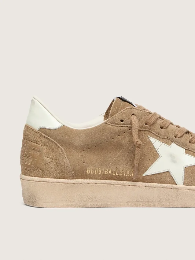 Ball Star pour homme en daim marron avec étoile en cuir blanc