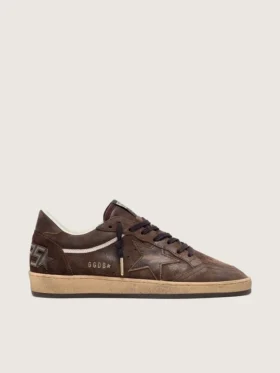 Ball Star pour homme en daim marron avec étoile et languette au talon en cuir marron