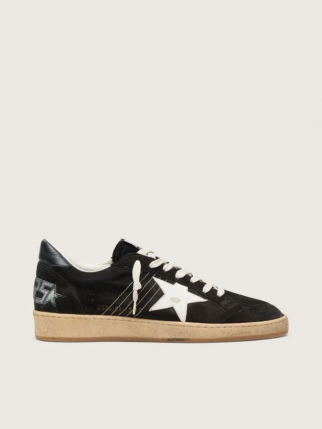 Ball Star pour homme en daim noir avec étoile en cuir blanc