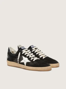 Ball Star pour homme en daim noir avec étoile en cuir blanc
