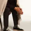 Ball Star pour homme en daim noir avec étoile en cuir blanc