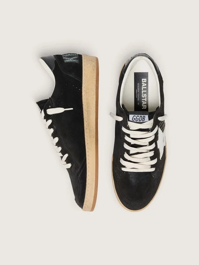Ball Star pour homme en daim noir avec étoile en cuir blanc