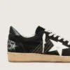 Ball Star pour homme en daim noir avec étoile en cuir blanc