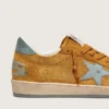 Ball Star pour homme en daim ocre avec étoile en cuir et languette de talon en daim bleu clair