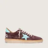 Ball Star pour homme en daim rouge foncé avec étoile et languette de talon bleu clair