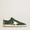 Ball Star pour homme en daim vert avec étoile et languette au talon en cuir blanc