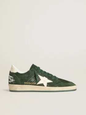 Ball Star pour homme en daim vert avec étoile et languette au talon en cuir blanc