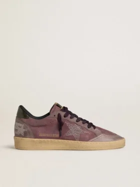 Ball Star pour homme en daim violet avec étoile ornée de clous argentés et languette de talon « naplak » noire