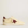 Ball Star pour homme en nappa beige avec étoile et languette de talon en mesh bordeaux