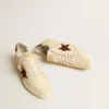 Ball Star pour homme en nappa beige avec étoile et languette de talon en mesh bordeaux