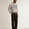 Ball Star pour homme en nappa beige avec étoile et languette de talon en mesh bordeaux