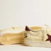 Ball Star pour homme en nappa beige avec étoile et languette de talon en mesh bordeaux