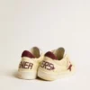 Ball Star pour homme en nappa beige avec étoile et languette de talon en mesh bordeaux