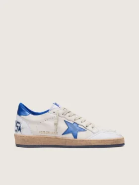Ball Star pour homme en nappa blanc avec étoile et languette de talon bleues