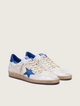 Ball Star pour homme en nappa blanc avec étoile et languette de talon bleues