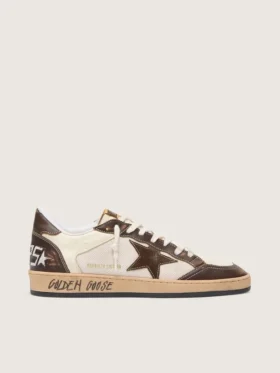 Ball Star pour homme en nappa et mesh avec étoile en daim et empiècements en cuir marron