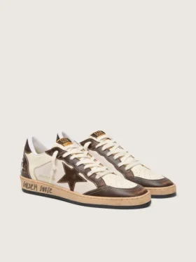 Ball Star pour homme en nappa et mesh avec étoile en daim et empiècements en cuir marron