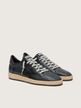 Ball Star pour homme en nappa noir avec étoile en daim et languette de talon en nappa