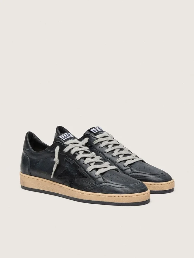 Ball Star pour homme en nappa noir avec étoile en daim et languette de talon en nappa