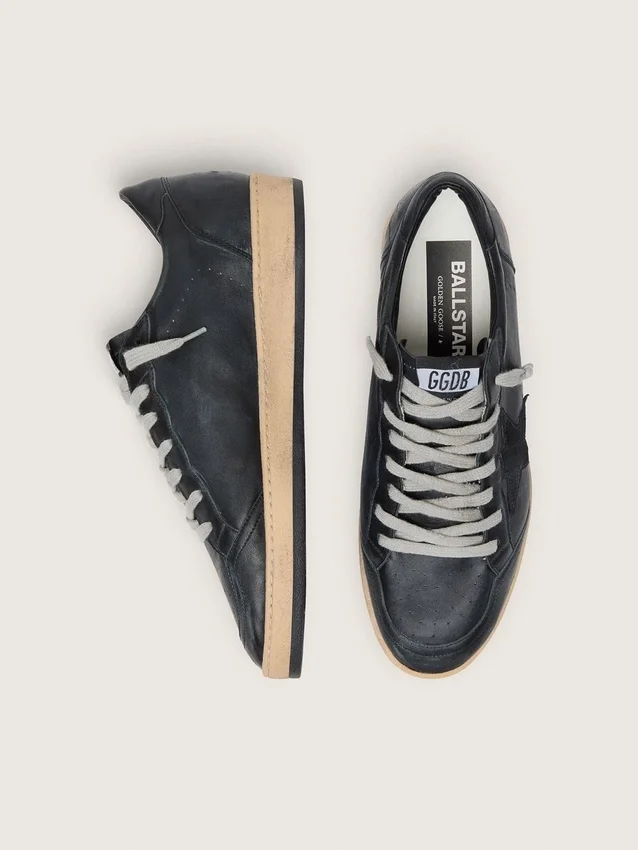 Ball Star pour homme en nappa noir avec étoile en daim et languette de talon en nappa