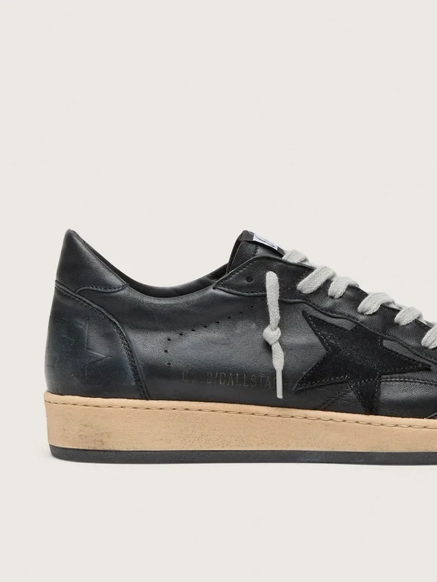 Ball Star pour homme en nappa noir avec étoile en daim et languette de talon en nappa