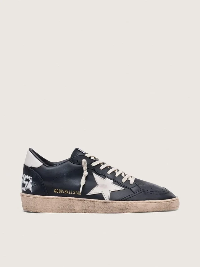 Ball Star pour homme en nappa noir avec étoile et languette de talon en cuir blanc