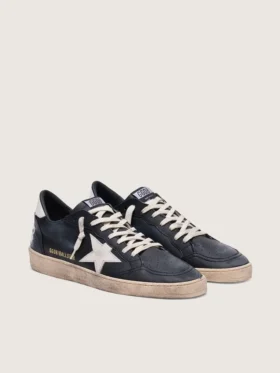 Ball Star pour homme en nappa noir avec étoile et languette de talon en cuir blanc
