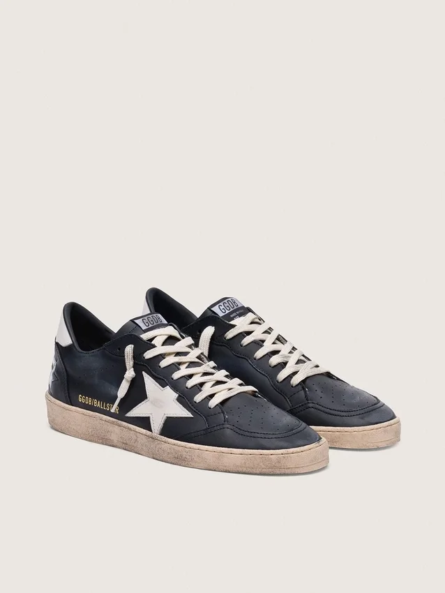 Ball Star pour homme en nappa noir avec étoile et languette de talon en cuir blanc