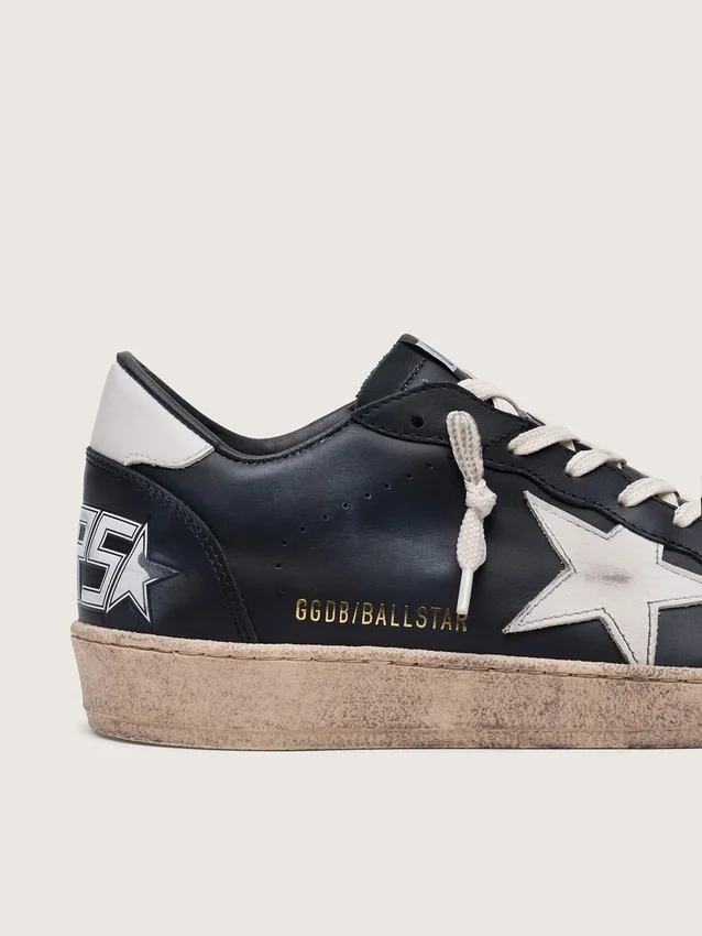 Ball Star pour homme en nappa noir avec étoile et languette de talon en cuir blanc