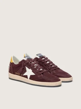 Ball Star pour homme en nubuck chocolat avec étoile et languette au talon en cuir