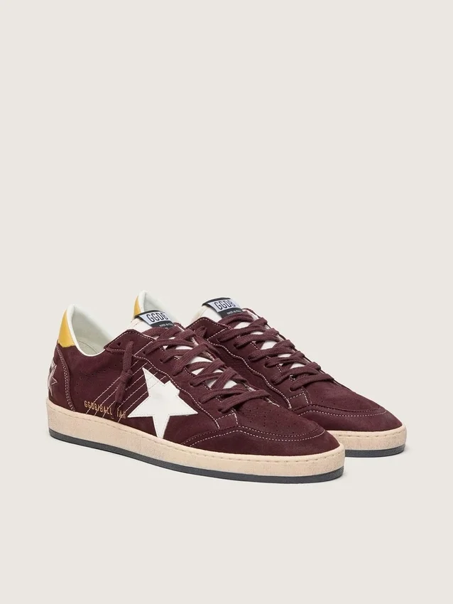 Ball Star pour homme en nubuck chocolat avec étoile et languette au talon en cuir