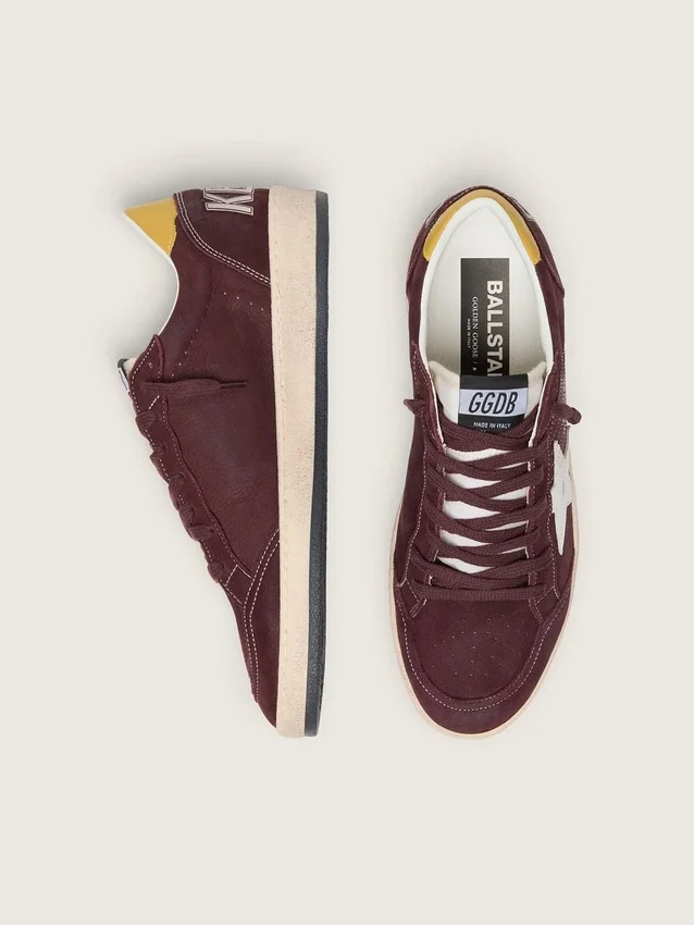 Ball Star pour homme en nubuck chocolat avec étoile et languette au talon en cuir