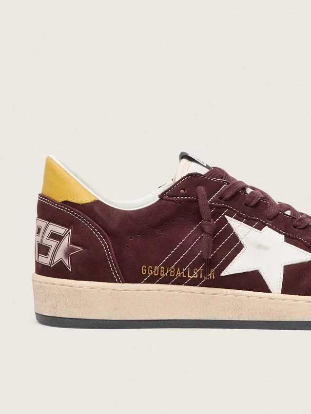 Ball Star pour homme en nubuck chocolat avec étoile et languette au talon en cuir