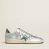 Ball Star pour homme en nylon argenté avec étoile et languette au talon en cuir vert