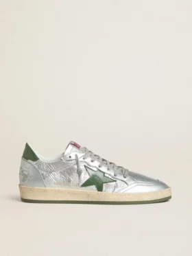 Ball Star pour homme en nylon argenté avec étoile et languette au talon en cuir vert