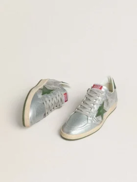 Ball Star pour homme en nylon argenté avec étoile et languette au talon en cuir vert