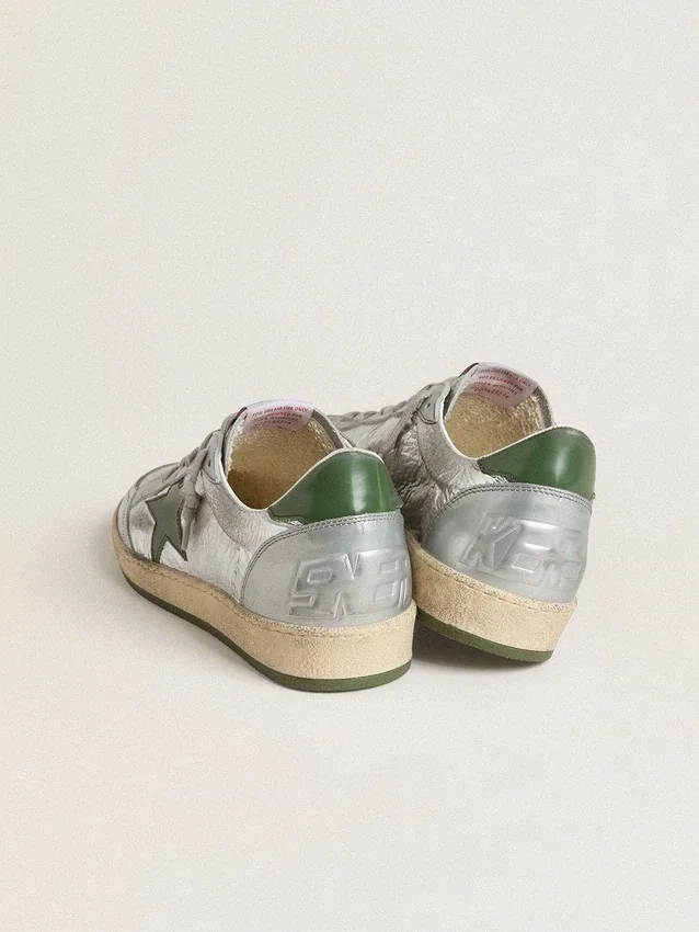 Ball Star pour homme en nylon argenté avec étoile et languette au talon en cuir vert