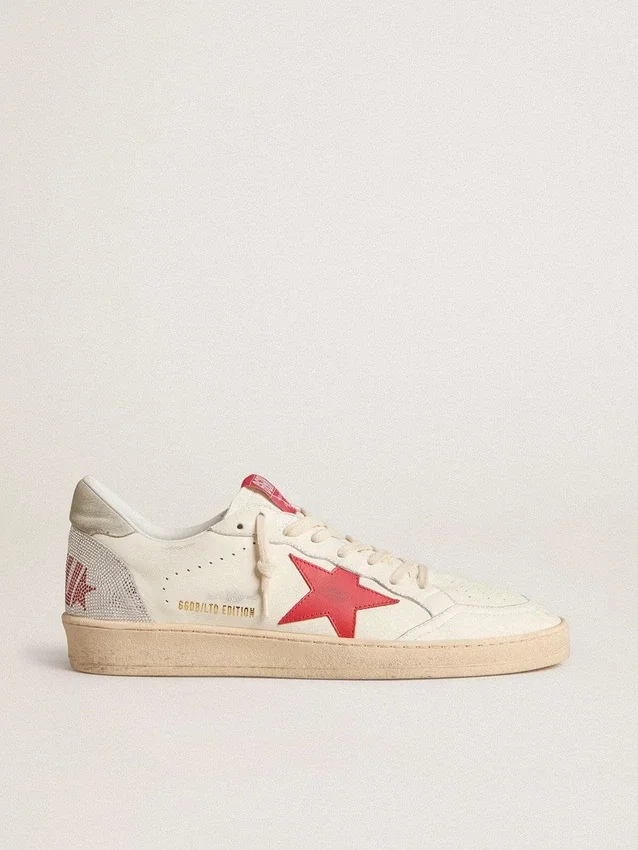 Ball Star pour homme pour la Saint-Valentin, avec étoile en cuir rouge et lettrage Swarovski rouge