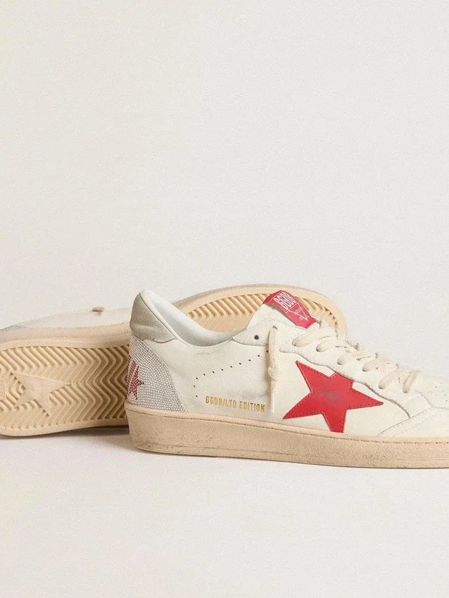 Ball Star pour homme pour la Saint-Valentin, avec étoile en cuir rouge et lettrage Swarovski rouge