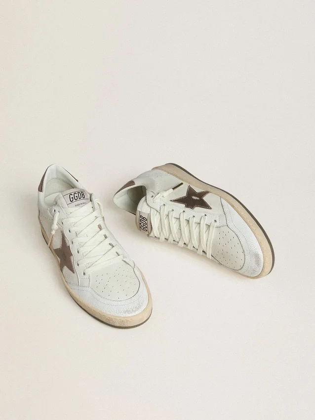 Ball Star Wishes pour femme en cuir blanc avec étoile en cuir bronze métallisé