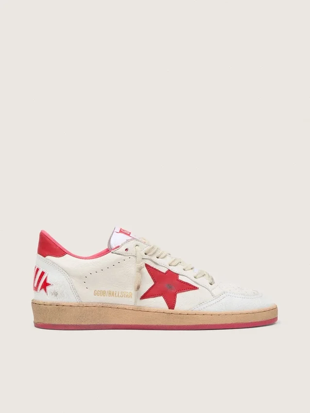 Ball Star Wishes pour femme en cuir blanc avec une étoile rouge et une languette de talon