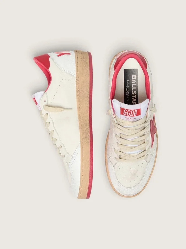 Ball Star Wishes pour femme en cuir blanc avec une étoile rouge et une languette de talon