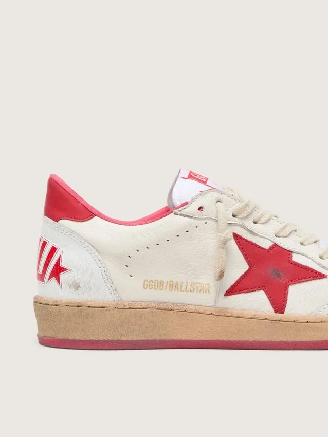 Ball Star Wishes pour femme en cuir blanc avec une étoile rouge et une languette de talon