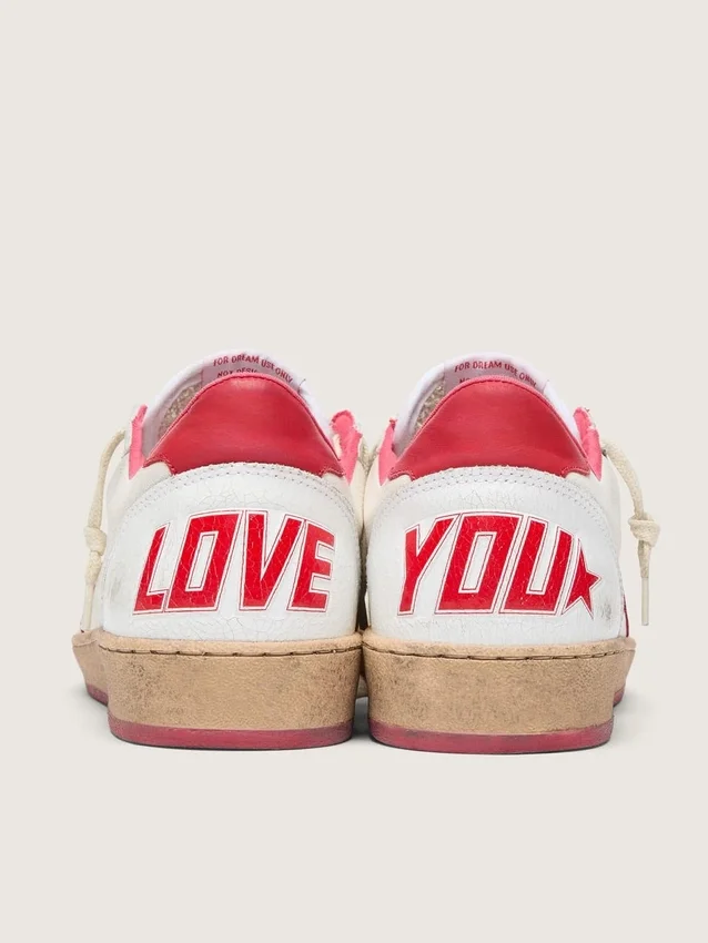 Ball Star Wishes pour femme en cuir blanc avec une étoile rouge et une languette de talon