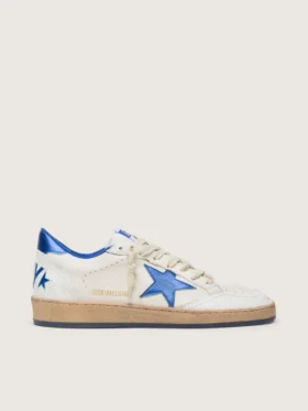Ball Star Wishes pour femme en cuir nappa blanc avec étoile bleu vif et languette au talon