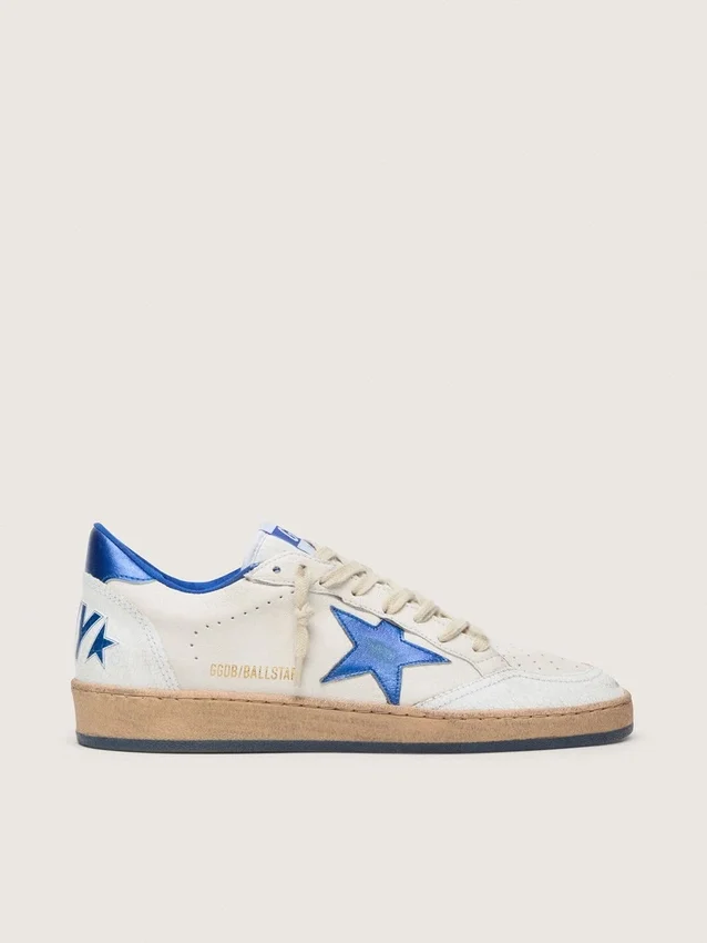Ball Star Wishes pour femme en cuir nappa blanc avec étoile bleu vif et languette au talon