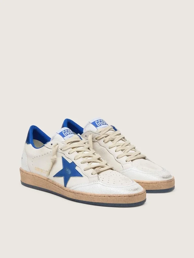 Ball Star Wishes pour femme en cuir nappa blanc avec étoile bleu vif et languette au talon
