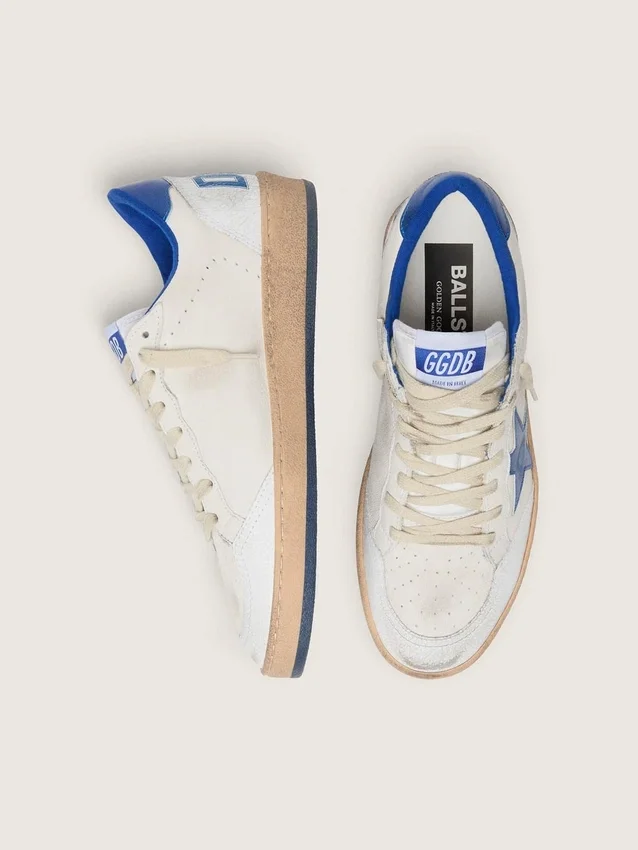 Ball Star Wishes pour femme en cuir nappa blanc avec étoile bleu vif et languette au talon