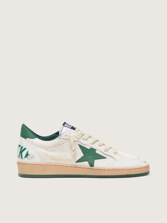 Ball Star Wishes pour femme en cuir nappa blanc avec étoile et languette au talon en cuir vert