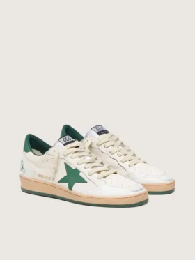 Ball Star Wishes pour femme en cuir nappa blanc avec étoile et languette au talon en cuir vert